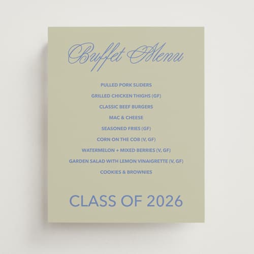 This is a denim graduation party decorations with standard by Inkblot Design called new style printing on doublethick in 8x10