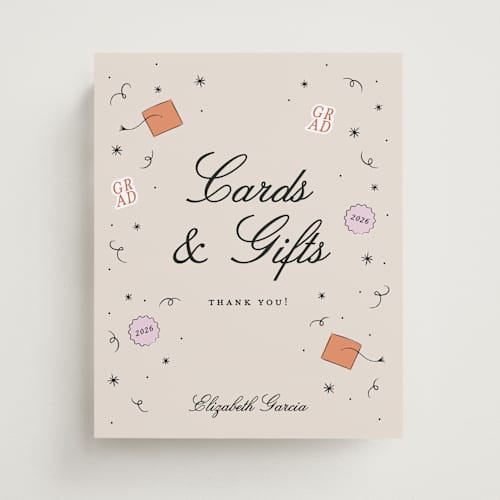 This is a apricot graduation party decorations with standard by Ashley Iwafuchi called grad vibes printing on doublethick in 8x10
