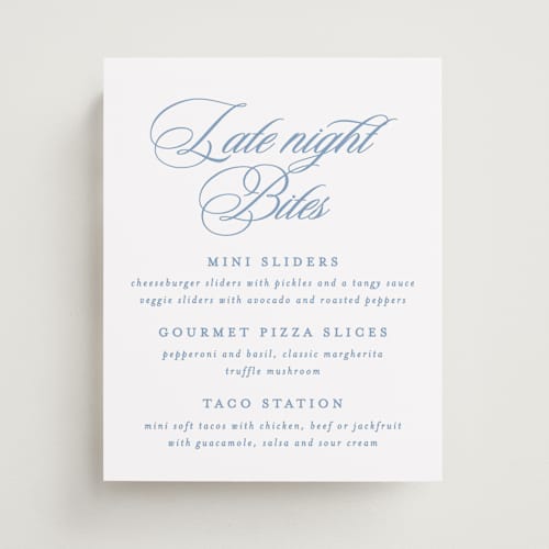 This is a sky wedding signs with standard by Creo Study called aristocratic printing on doublethick in 8x10