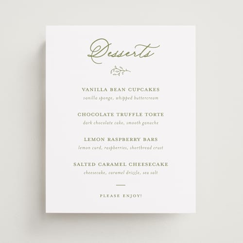 This is a pistachio wedding signs with standard by Katherine Moynagh called garden script printing on doublethick in 8x10