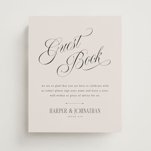 This is a linen wedding signs with standard by Kate Ahn called mirin printing on doublethick in 8x10