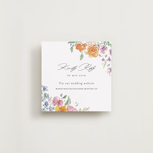This is a tropical rsvp cards with standard by Itsy Belle Studio called floral pop printing on signature in 4x4