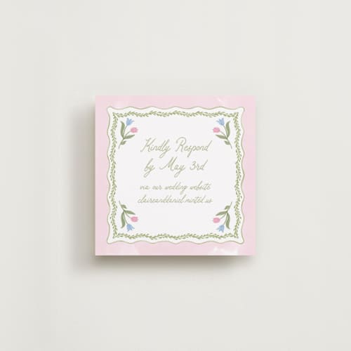 This is a garden rsvp cards with standard by Creo Study called folk garden printing on signature in 4x4