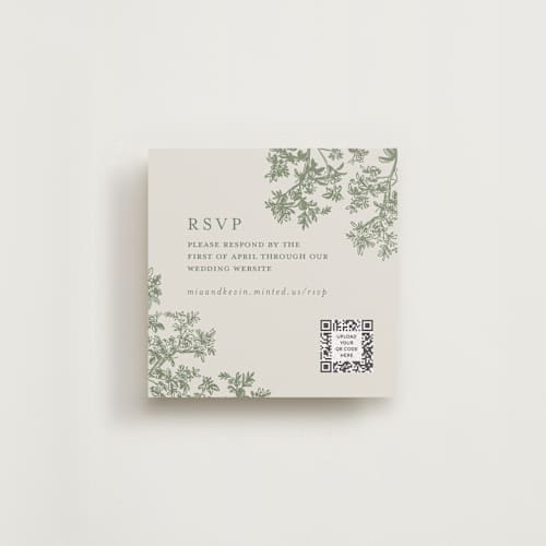 This is a jungle rsvp cards with standard by Jenna Holcomb called vintage tropics printing on signature in 4x4