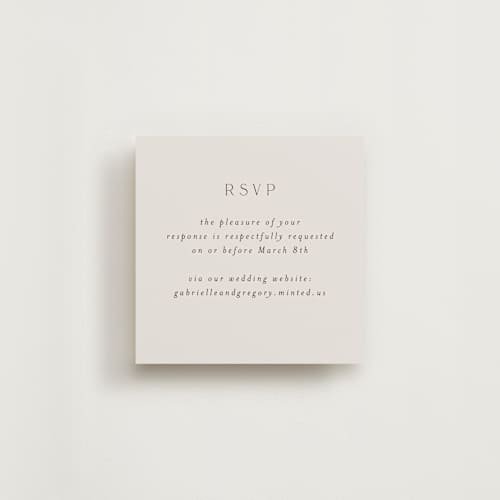 This is a ecru rsvp cards with standard by AK Graphics called palm printing on signature in 4x4
