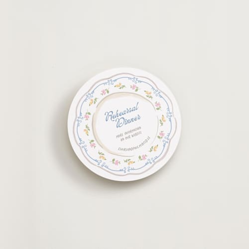 This is a caribbean insert cards with standard by Creo Study called vintage dinner plate printing on signature in standard