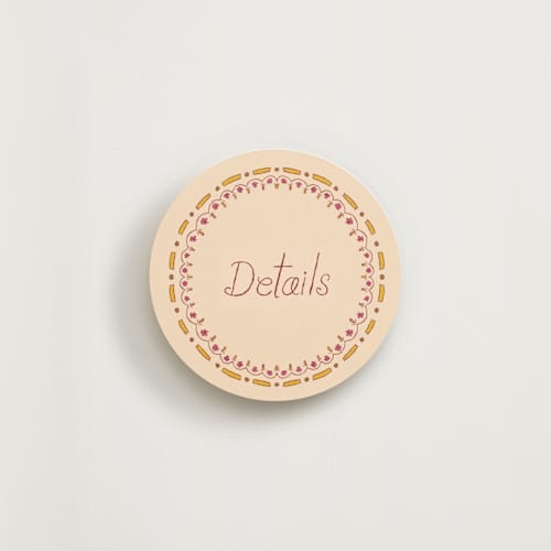 This is a sunset insert cards with standard by Coral Ayala called flower border round rsvp printing on signature in standard