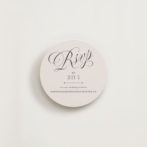 This is a linen rsvp cards with standard by Kate Ahn called mirin printing on signature in 4x4