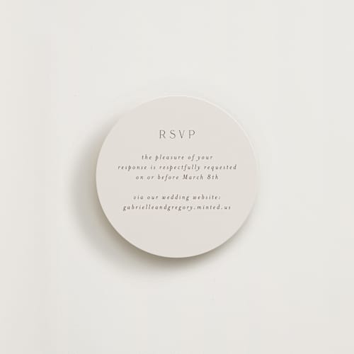 This is a ecru rsvp cards with standard by AK Graphics called palm printing on signature in 4x4