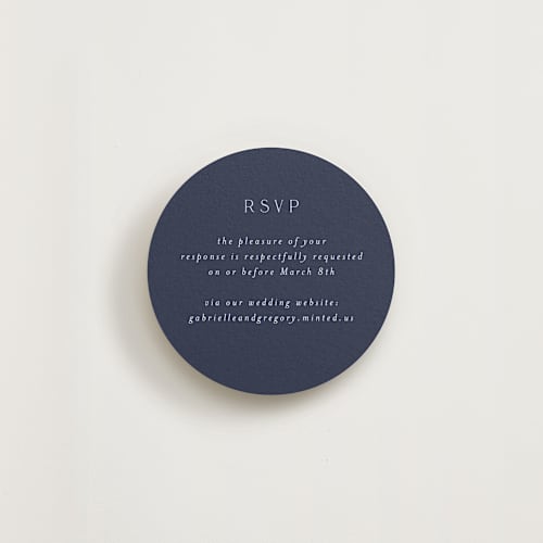 This is a dusty navy rsvp cards with standard by AK Graphics called palm printing on signature in 4x4