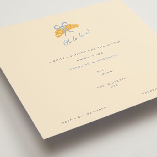 This is a sky bridal shower invitations with standard by Sarah Rosenthal called oh la love! printing on signature in standard