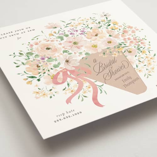 This is a carnation bridal shower invitations with standard by Itsy Belle Studio called love is blooming printing on signature in standard