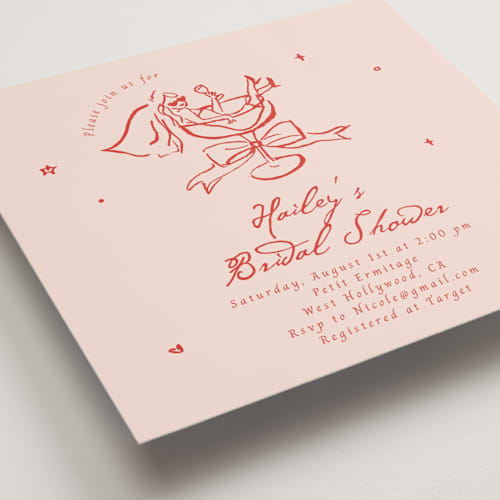 This is a scarlet bridal shower invitations with standard by Cass Loh called cheers to love printing on signature in standard