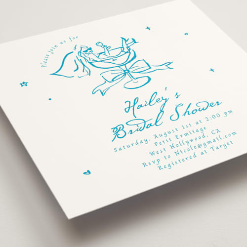 This is a sky blue bridal shower invitations with standard by Cass Loh called cheers to love printing on signature in standard