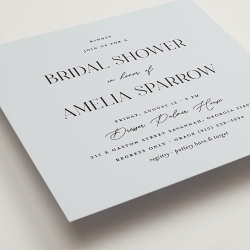 This is a delphinium bridal shower invitations with standard by Pixel and Hank called palmer printing on signature in standard
