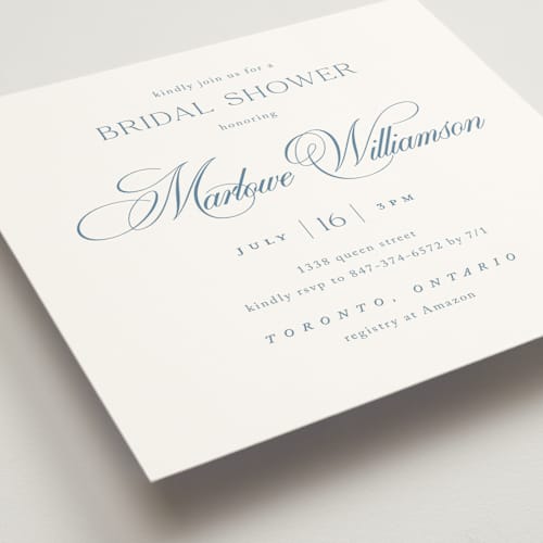 This is a ocean bridal shower invitations with standard by Kelly Schmidt called chic script printing on signature in standard