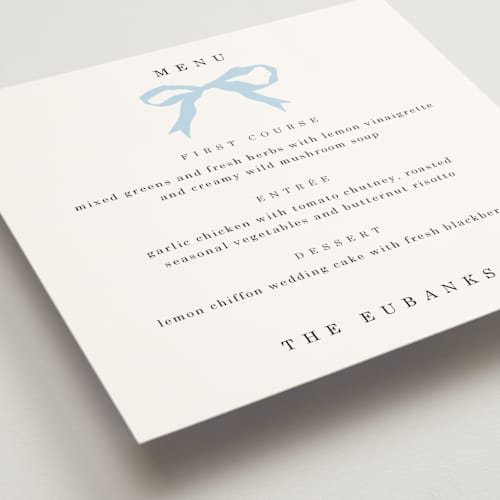 This is a sky menu cards with standard by Baumbirdy called tied the knot printing on signature in standard