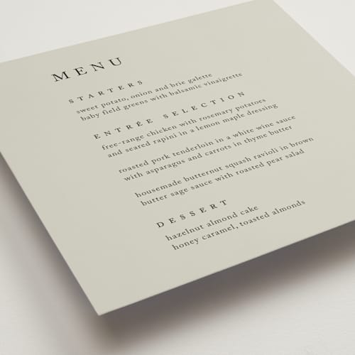 This is a spring menu cards with standard by Kelly Schmidt called astoria printing on signature in 5x5