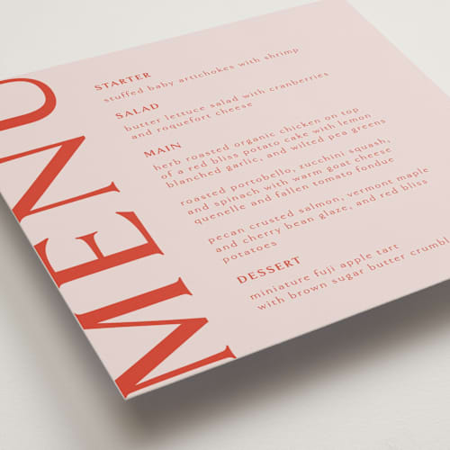 This is a strawberry menu cards with standard by Anastasia Makarova called simple square printing on signature in standard