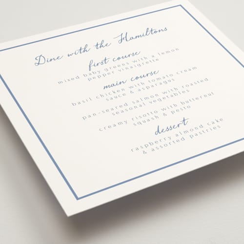 This is a sky menu cards with standard by Nicole Walsh called personal note printing on signature in standard