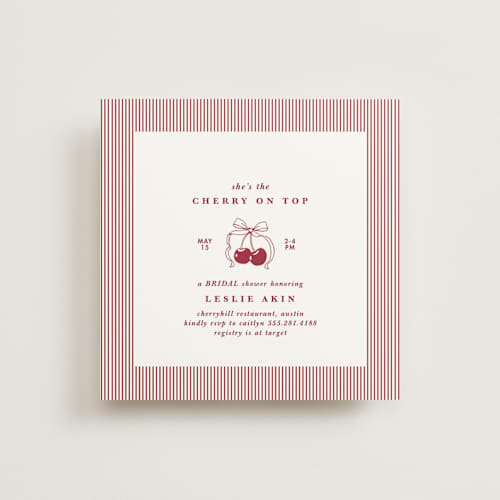 This is a bing cherry bridal shower invitations with standard by Charter Oaks Creative called classic cherries printing on signature in standard