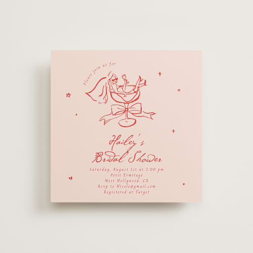 This is a scarlet bridal shower invitations with standard by Cass Loh called cheers to love printing on signature in standard