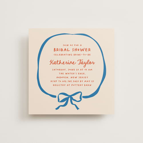 This is a wave bridal shower invitations with standard by Creo Study called minimal bow printing on signature in standard
