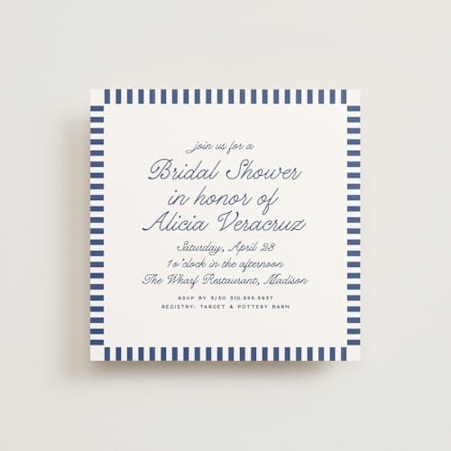 This is a ocean bridal shower invitations with standard by Owl and Toad called veracruz printing on signature in standard