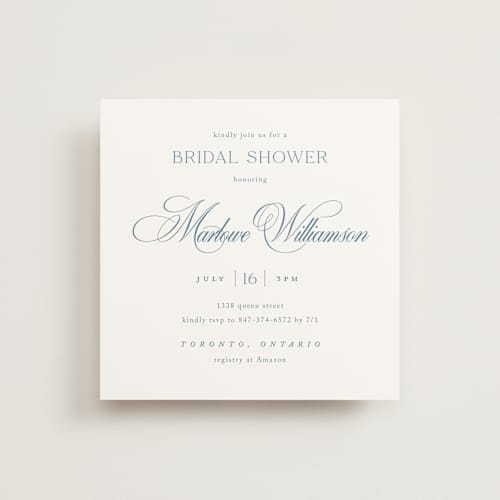 This is a ocean bridal shower invitations with standard by Kelly Schmidt called chic script printing on signature in standard