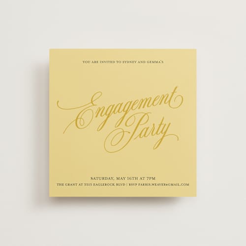 This is a island citrus engagement party invitations with standard by Morgan Kendall called bloom printing on signature in standard