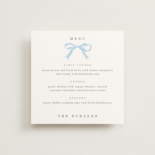 This is a sky menu cards with standard by Baumbirdy called tied the knot printing on signature in standard