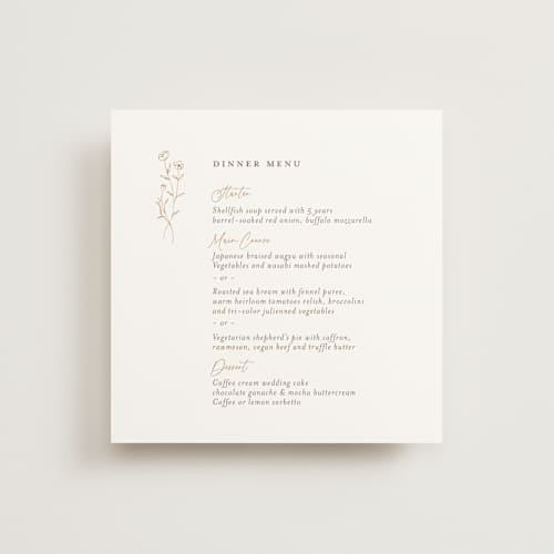This is a chiffon menu cards with standard by chocomocacino called kouignette printing on signature in 5x5