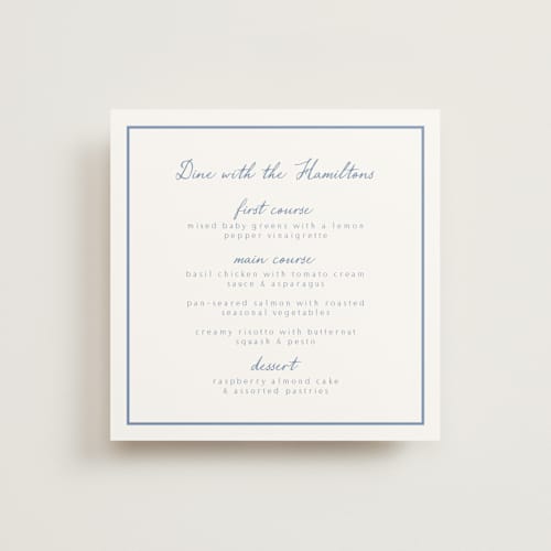 This is a sky menu cards with standard by Nicole Walsh called personal note printing on signature in standard