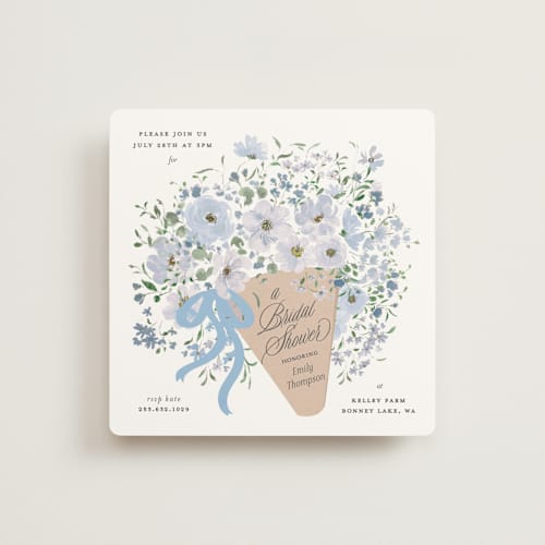 This is a periwinkle bridal shower invitations with standard by Itsy Belle Studio called love is blooming printing on signature in standard