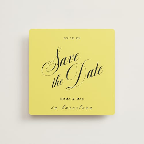 This is a lemon save the date with standard by Ani Somi called in lights printing on signature in standard