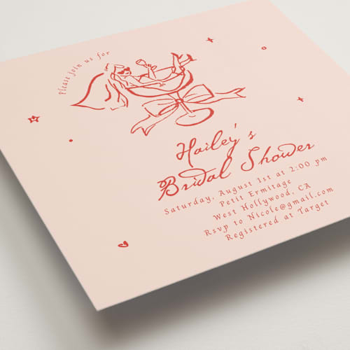 This is a scarlet bridal shower invitations with standard by Cass Loh called cheers to love printing on signature in standard