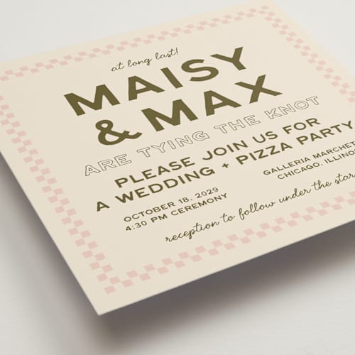 This is a rosato wedding invitations with standard by Ani Somi called trattoria printing on signature in standard