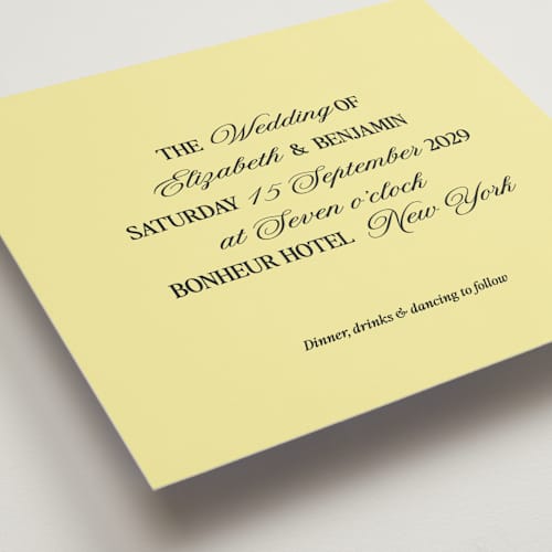 This is a butter wedding invitations with standard by Helena Vitto called the eternal printing on signature in standard