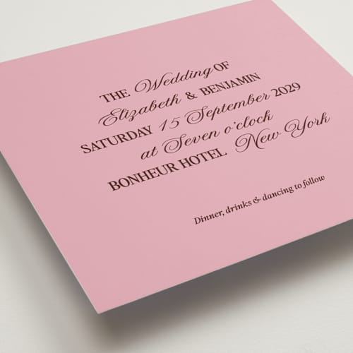 This is a pink moon wedding invitations with standard by Helena Vitto called the eternal printing on signature in standard