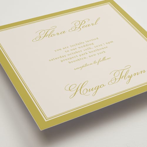This is a citrine wedding invitations with standard by Kelly Watkins called emerson printing on signature in standard