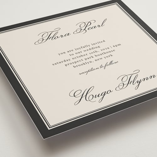This is a tuxedo wedding invitations with standard by Kelly Watkins called emerson printing on signature in standard