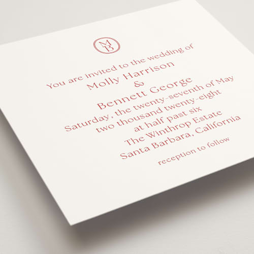 This is a cherry wedding invitations with standard by Megan Davis called perriand printing on signature in standard