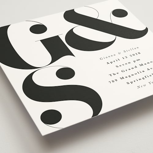 This is a coal wedding invitations with standard by Lori Wemple called monogram square printing on signature in standard
