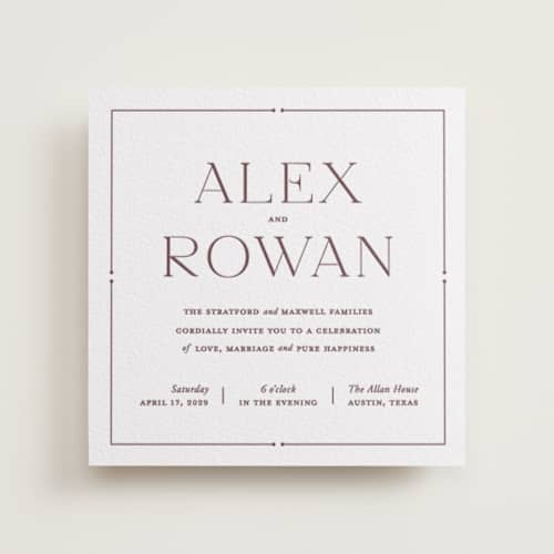 This is a clove letterpress wedding invitations with letterpress by Oscar and Emma - Karly Depew called quiet luxury printing on white cotton in standard