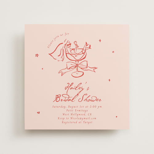 This is a scarlet bridal shower invitations with standard by Cass Loh called cheers to love printing on signature in standard