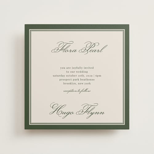 This is a evergreen wedding invitations with standard by Kelly Watkins called emerson printing on signature in standard