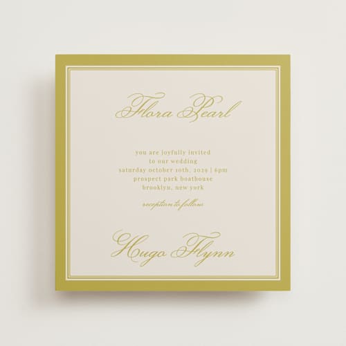 This is a citrine wedding invitations with standard by Kelly Watkins called emerson printing on signature in standard