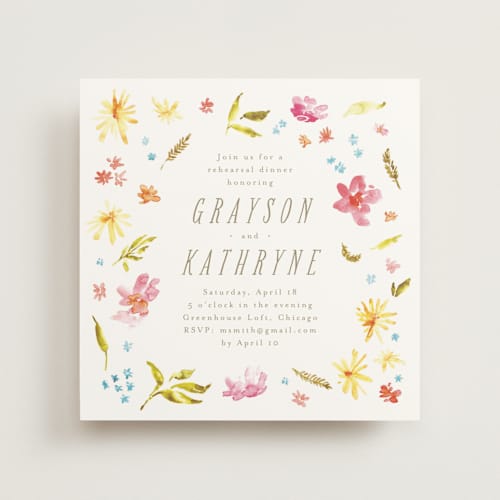 This is a summer rehearsal dinner invitations with standard by Anastasia Makarova called flowering printing on signature in standard
