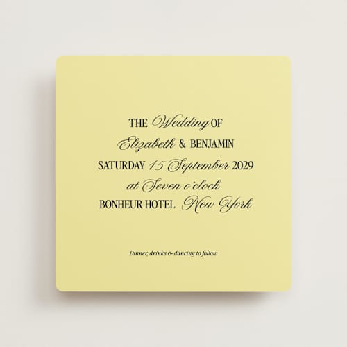 This is a butter wedding invitations with standard by Helena Vitto called the eternal printing on signature in standard