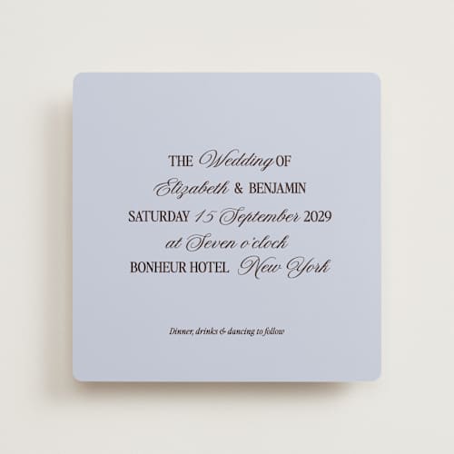 This is a blues wedding invitations with standard by Helena Vitto called the eternal printing on signature in standard